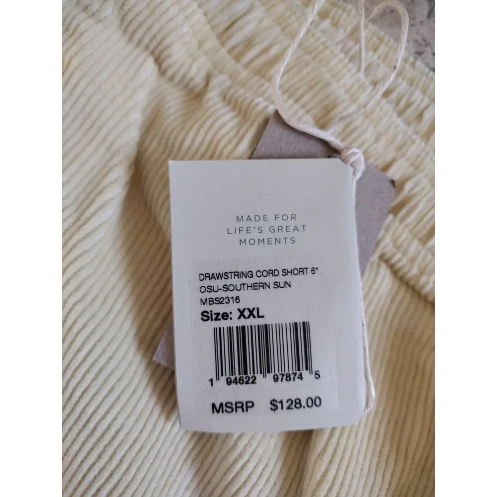 Faherty Shorts Man's XXL Light Yellow Corduroy Cord 6